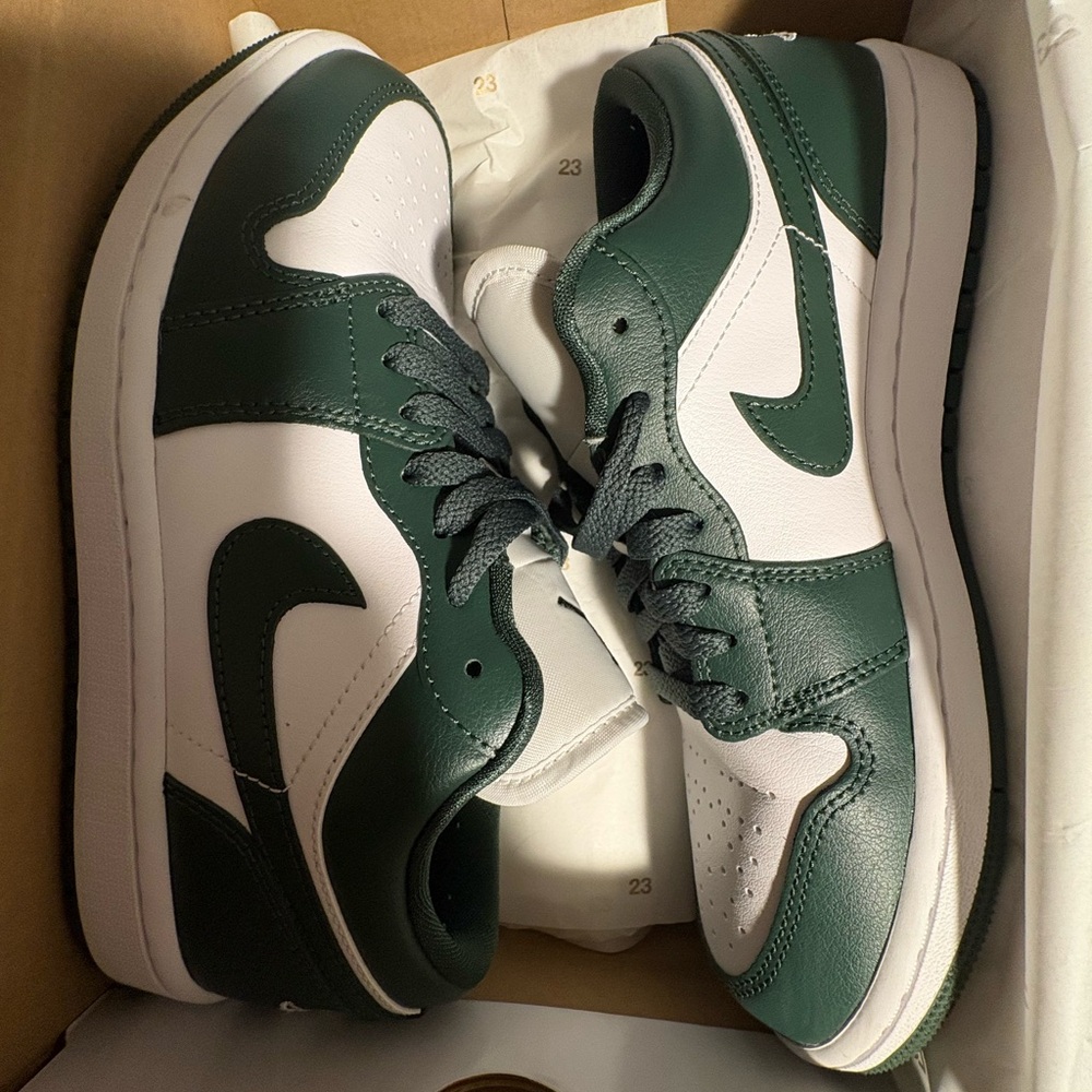Green and White Jordan Sneakers